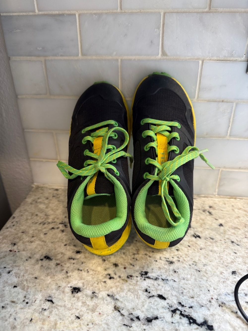 Merrell Black Trail Sneaker with Green and Yellow Accents - Picture 2 of 5